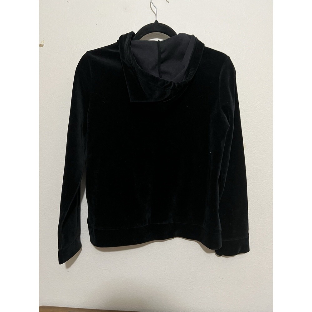 Vintage Lauren Ralph Lauen Velvet Hoodie Crest Black Jacket P/M cottonblend - Picture 4 of 14